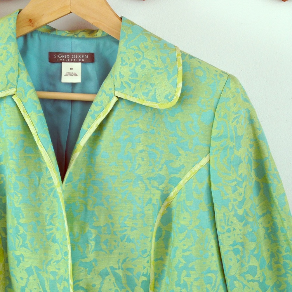 Teal & spring green Sigrid Olsen jacquard blazer